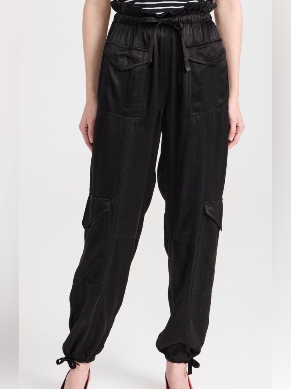 GANNI Washed Satin Cargo Pants Size 40/S